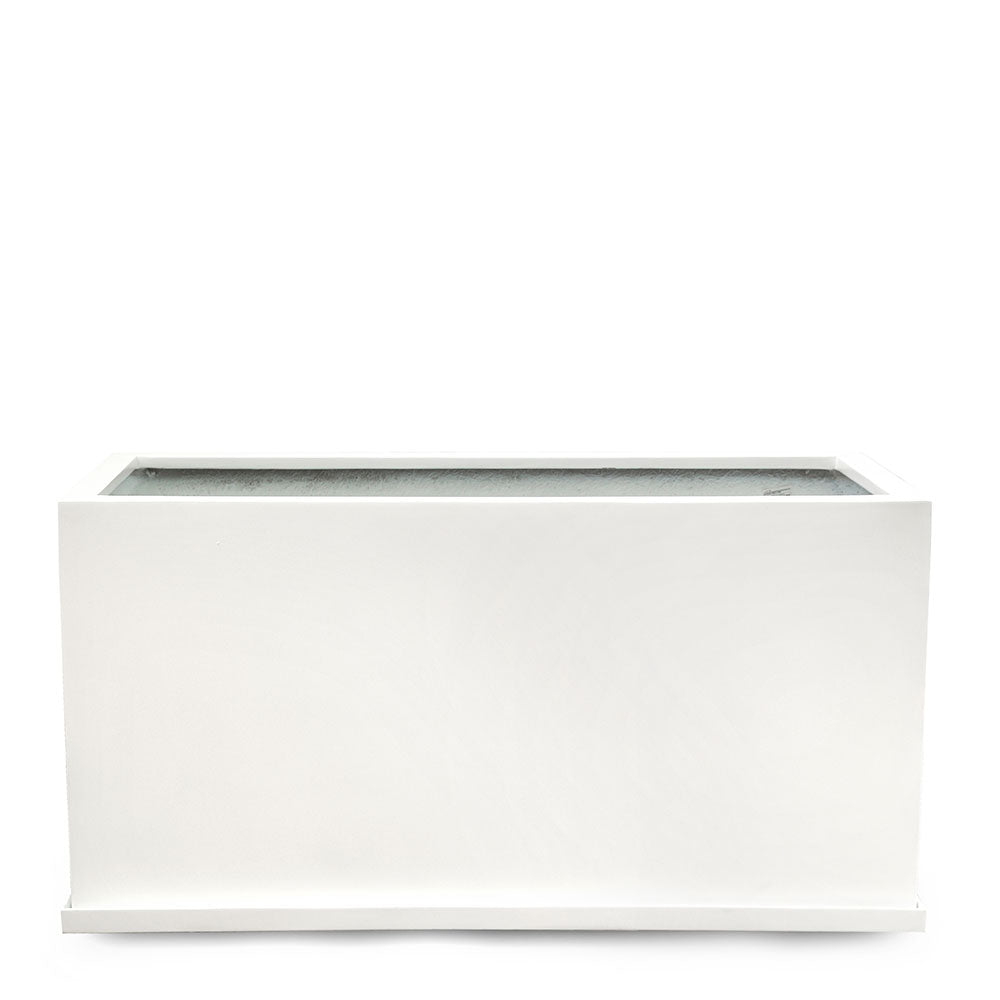 BOLOGNA RECTANGULAR POT WITH PLATE MATTE WHITE حوض بولونيا المستطيل ابيض مع صحن