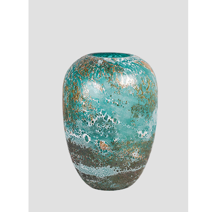 MOTYGINO OCEAN BLUE FLOWER VASE H34CM - مزهرية زهور زجاجية خضراء