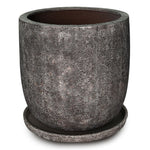 ROWENA DARK GREY FIBER COMPOSITE PLANTER WITH SAUCER D55CM - حوض روينا مع صحن مستدير