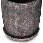 ROWENA DARK GREY FIBER COMPOSITE PLANTER WITH SAUCER D55CM - حوض روينا مع صحن مستدير