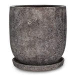 ROWENA DARK GREY FIBER COMPOSITE PLANTER WITH SAUCER D45CM - حوض روينا مع صحن مستدير
