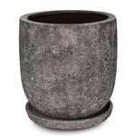 ROWENA DARK GREY FIBER COMPOSITE PLANTER WITH SAUCER D45CM - حوض روينا مع صحن مستدير