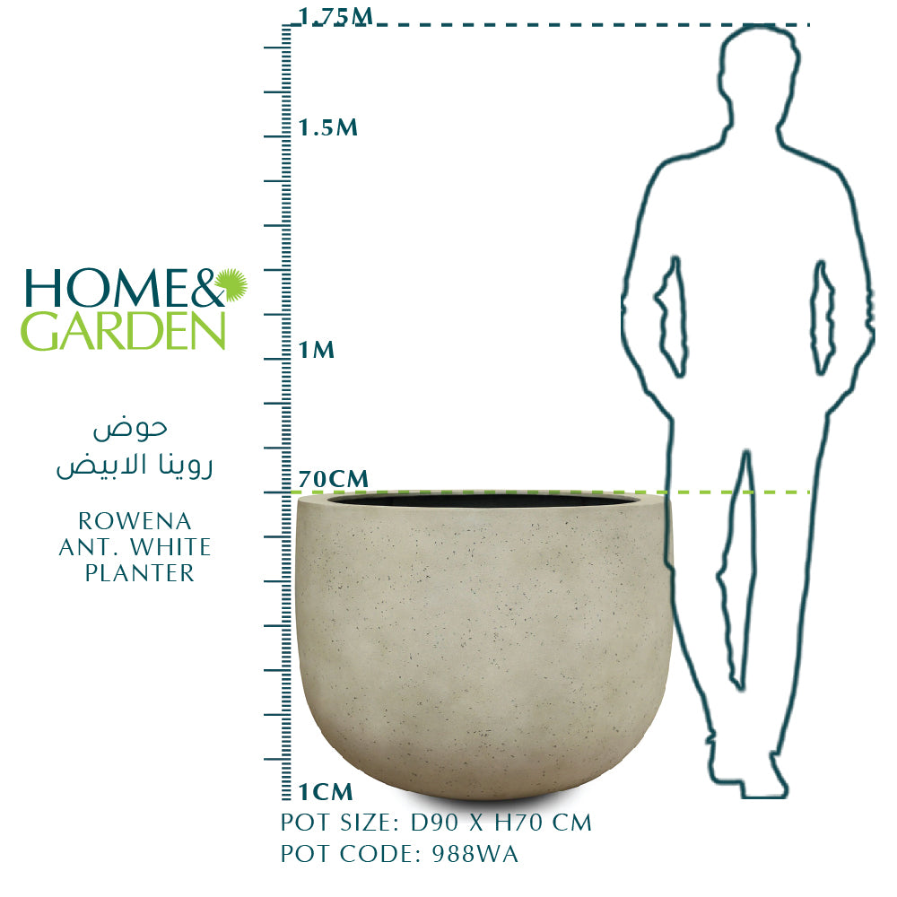 ROWENA ANTIQUE WHITE PLANTER D90CM - حوض روينا الابيض 90 سم