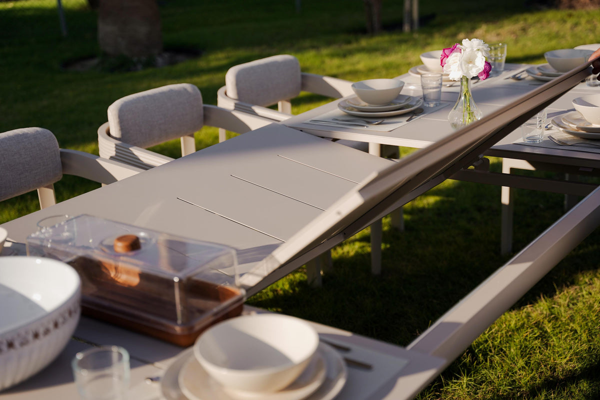 LIMBOURG BEIGE VERSATILE DINING SET L-215CM (EXPANDABLE TO 315CM) - طقم طاولة طعام - بيج