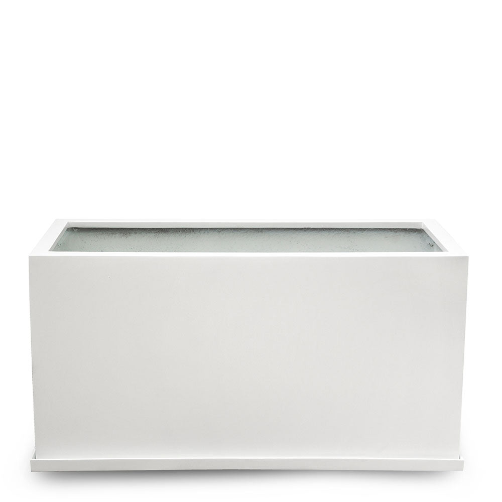BOLOGNA RECTANGULAR POT WITH PLATE MATTE WHITE حوض بولونيا المستطيل ابيض مع صحن