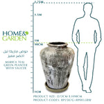 MARICA TEAL GREEN PLANTER WITH SAUCER H98 CM - حوض ماريكا تيل اخضر مميز