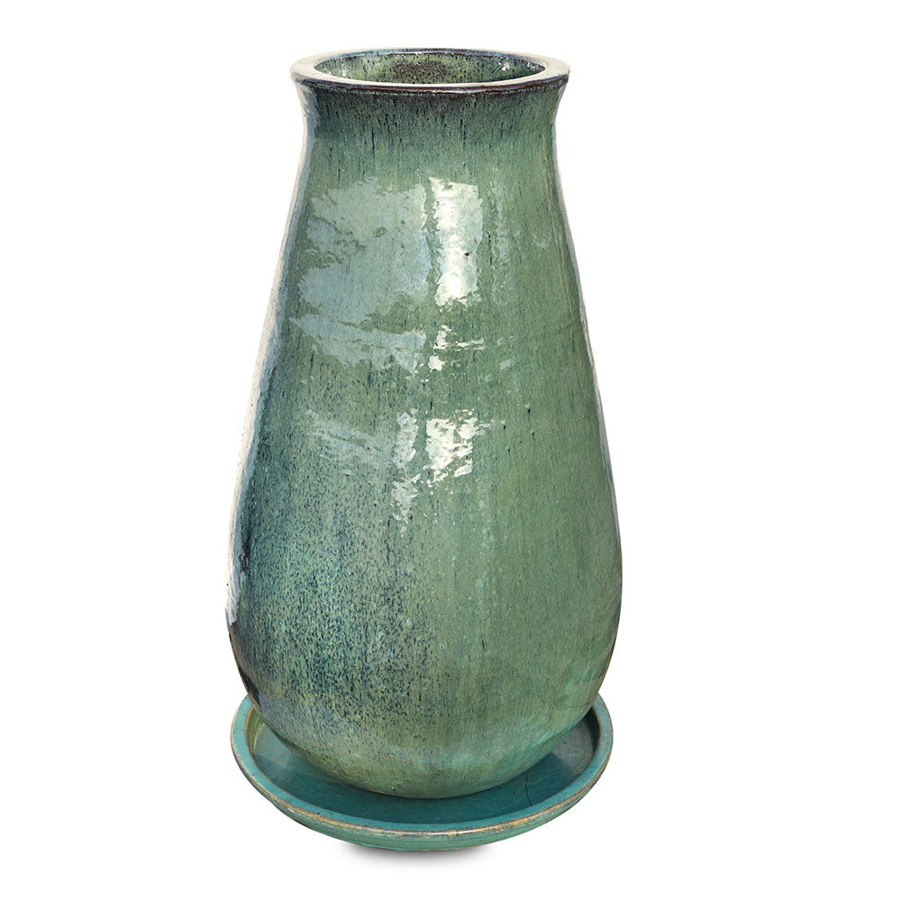 KAMPEN TURQUOISE CERAMIC BOTTLE PLANTER