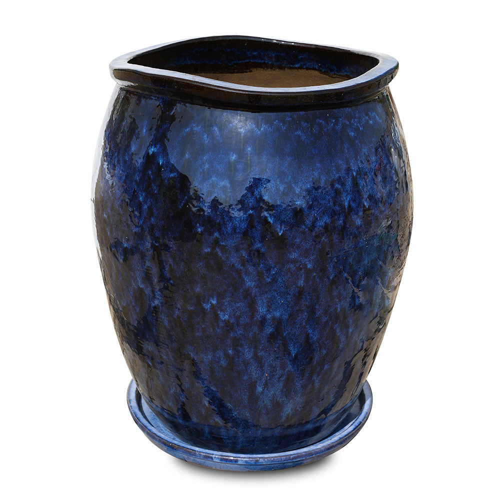 HEERLEN GLAZED BLUE CERAMIC PLANTER