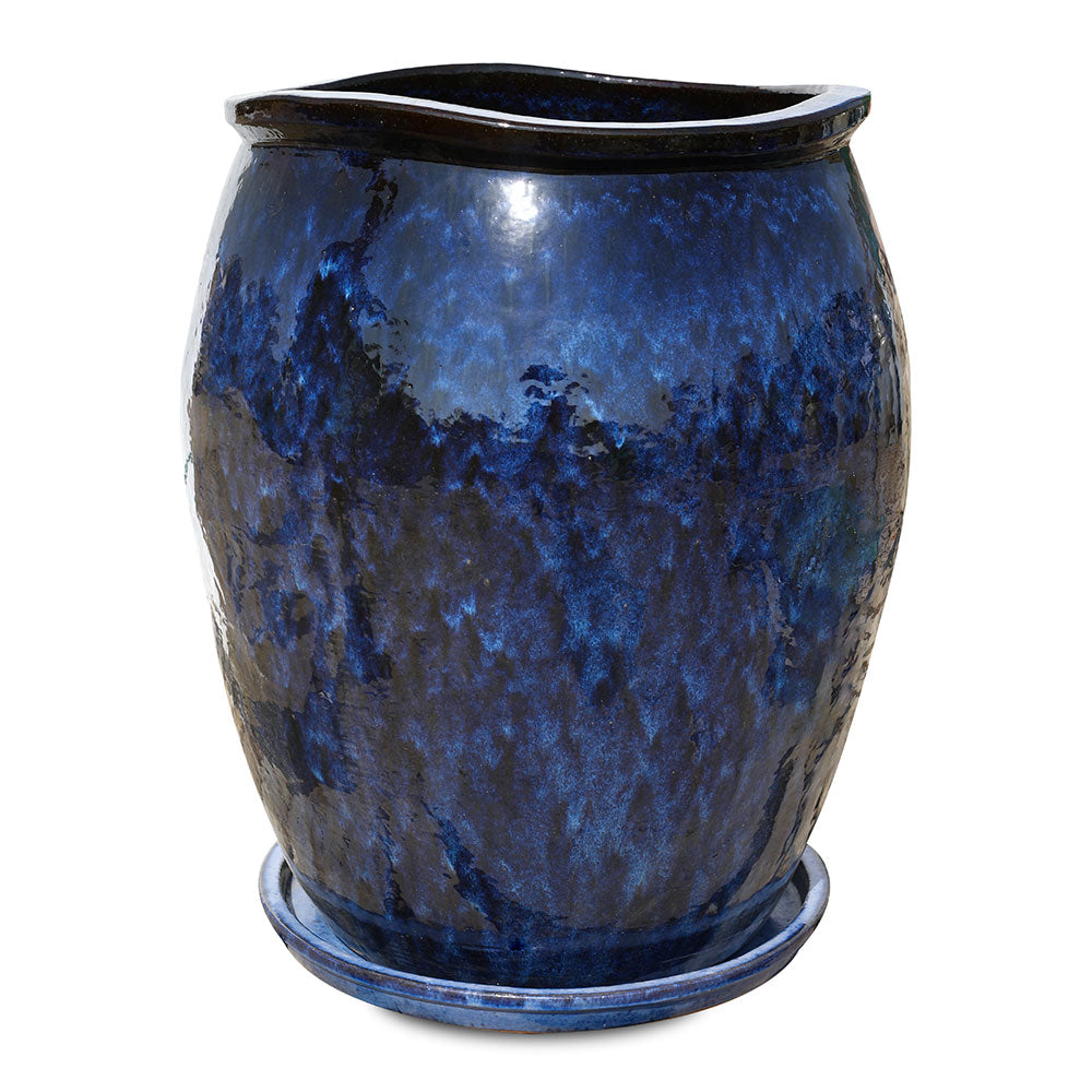 HEERLEN GLAZED BLUE CERAMIC PLANTER