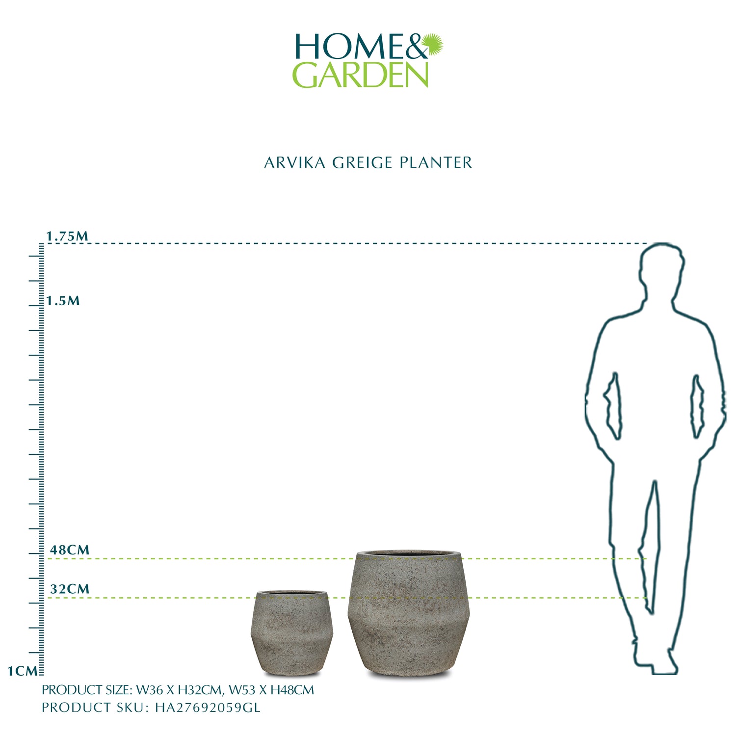 ARVIKA GREIGE PLANTER