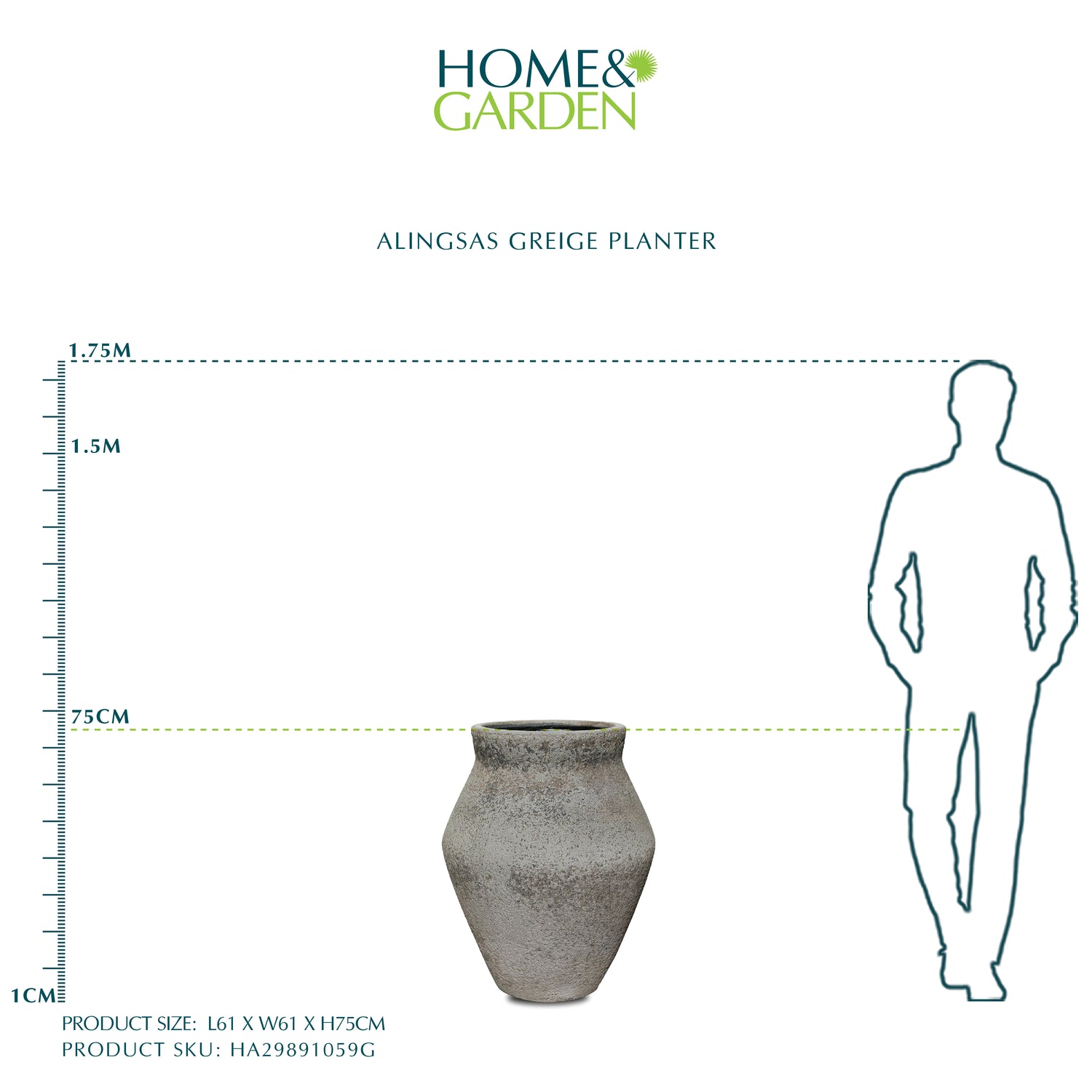 ALINGSAS GREIGE PLANTER