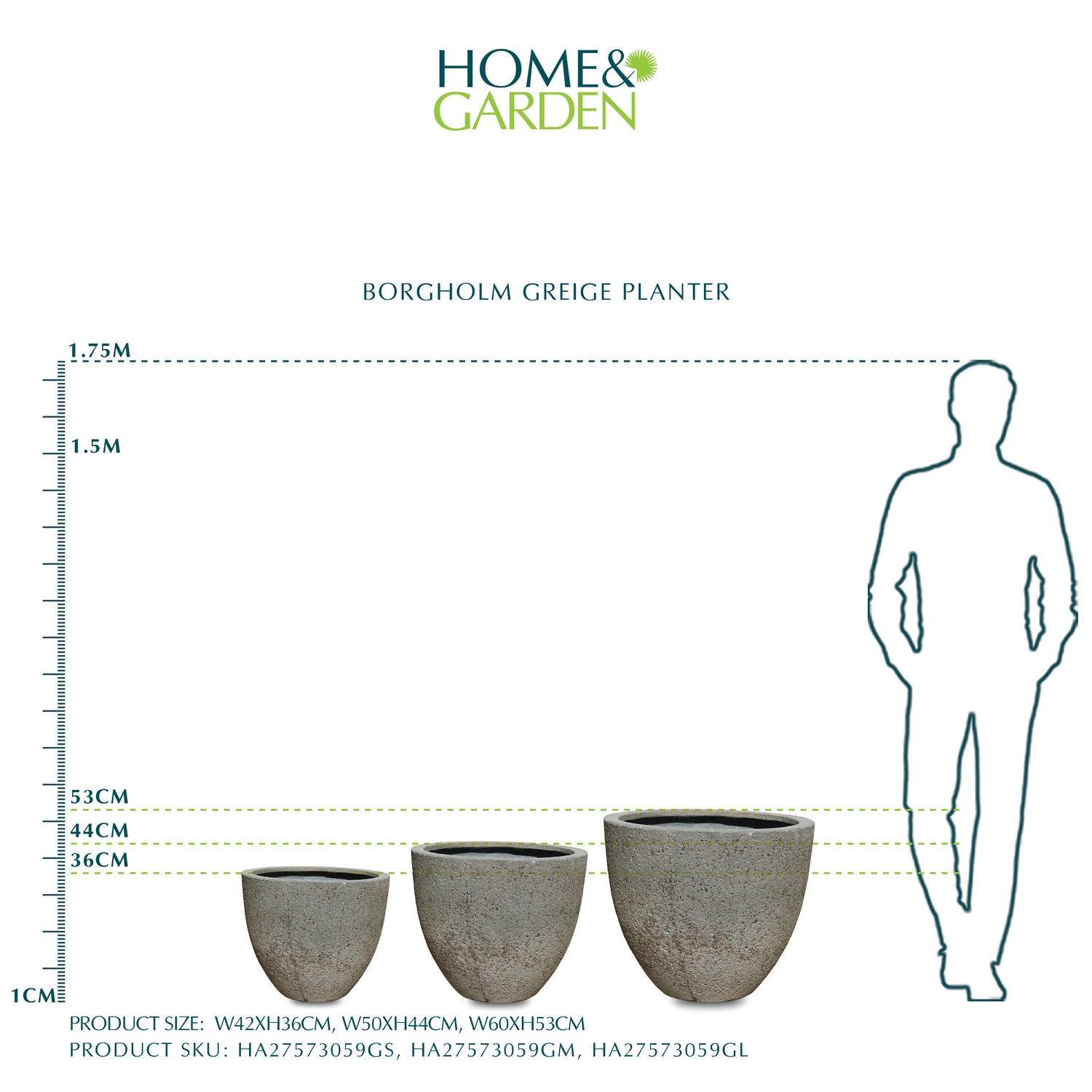 BORGHOLM GREIGE PLANTER
