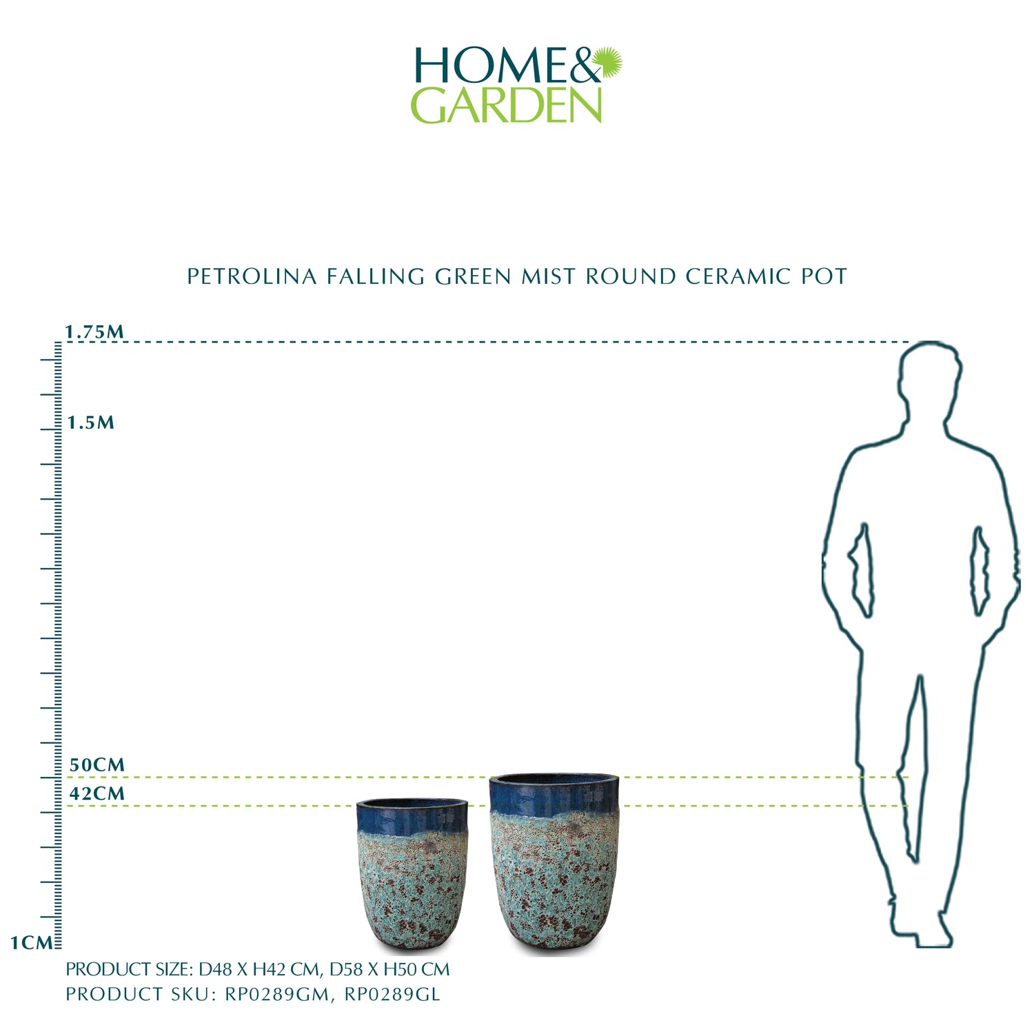 PETROLINA FALLING GREEN MIST ROUND CERAMIC POT