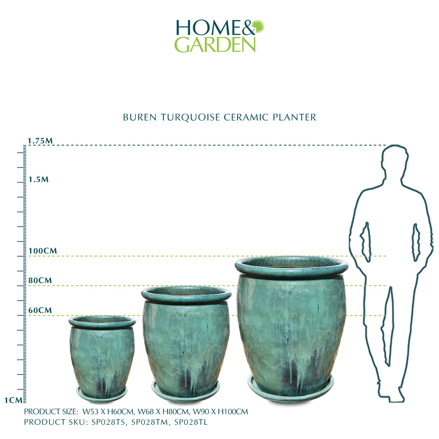 BUREN TURQUOISE CERAMIC PLANTER