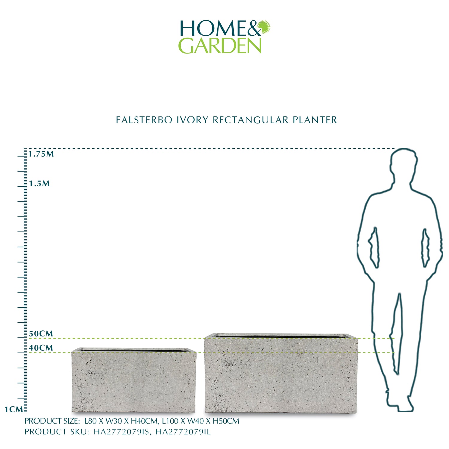 FALSTERBO IVORY RECTANGULAR PLANTER