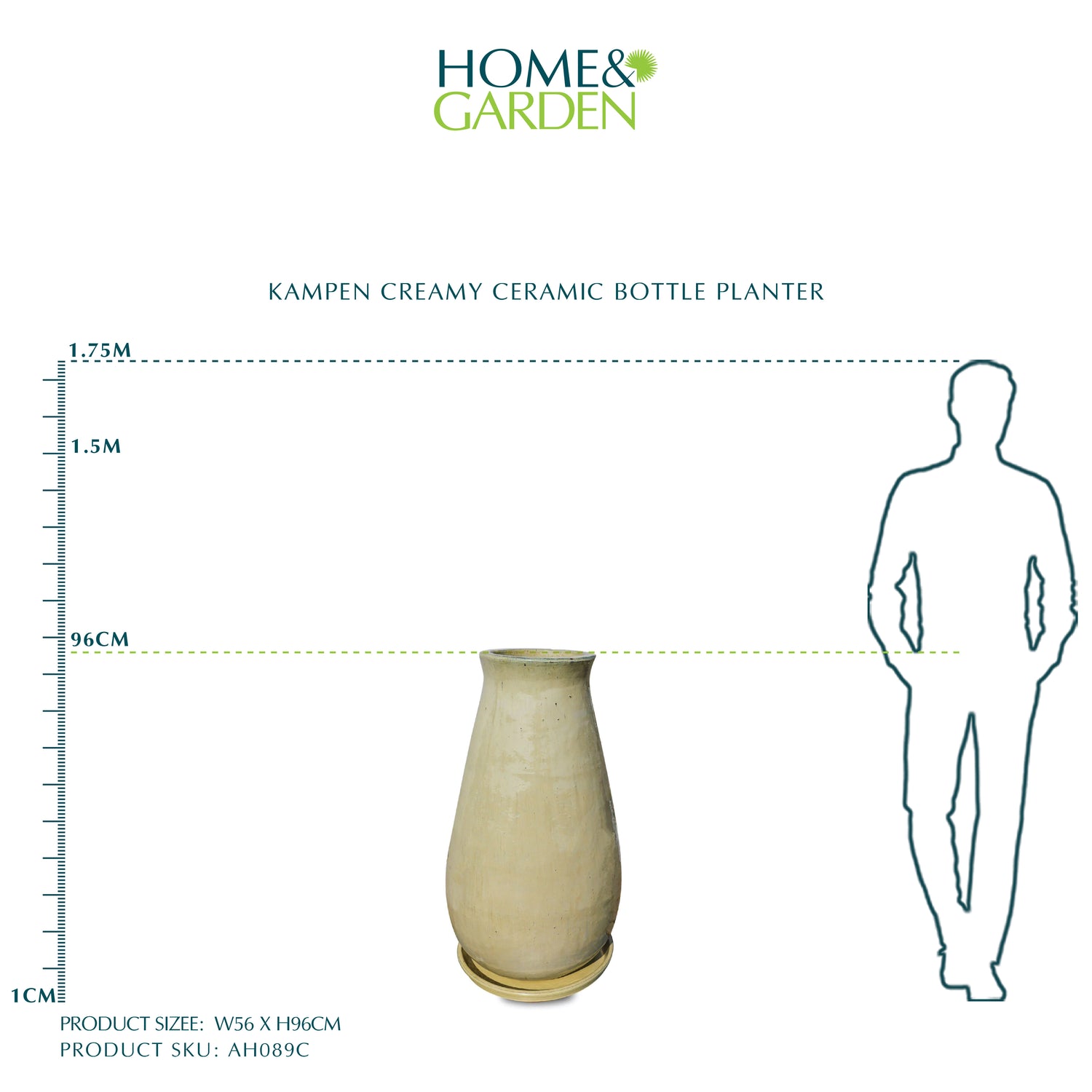 KAMPEN CREAMY CERAMIC BOTTLE PLANTER