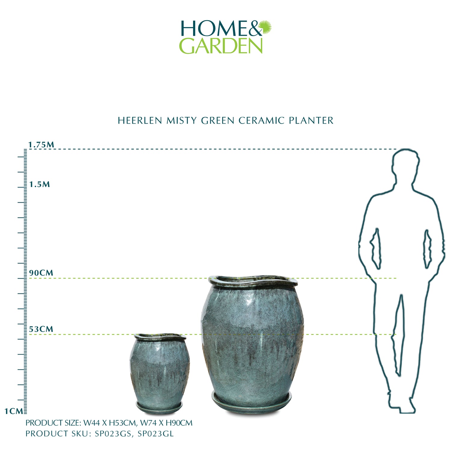 HEERLEN MISTY GREEN CERAMIC PLANTER