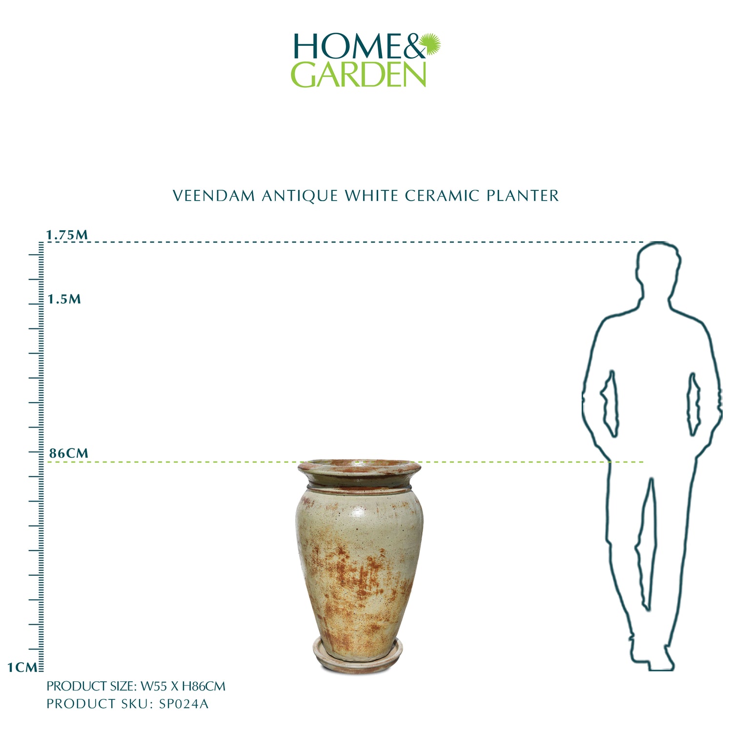 VEENDAM ANTIQUE WHITE CERAMIC PLANTER