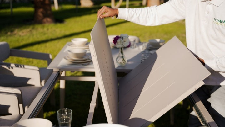 OUDENBURG BEIGE VERSATILE DINING TABLE SET L-230CM (EXPANDABLE TO 300 CM) - طقم طاولة طعام - بيج