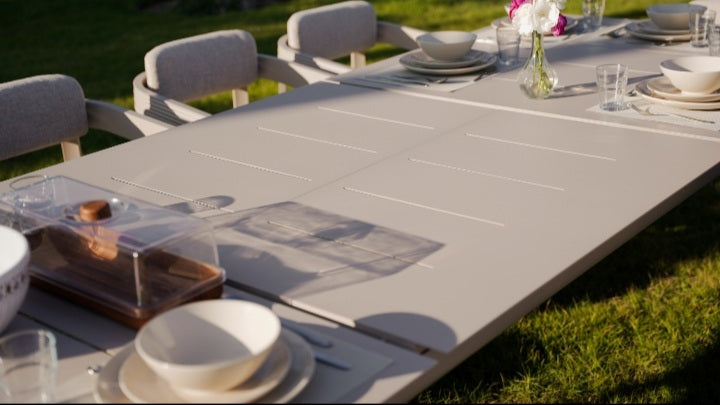 OUDENBURG BEIGE VERSATILE DINING TABLE SET L-230CM (EXPANDABLE TO 300 CM) - طقم طاولة طعام - بيج