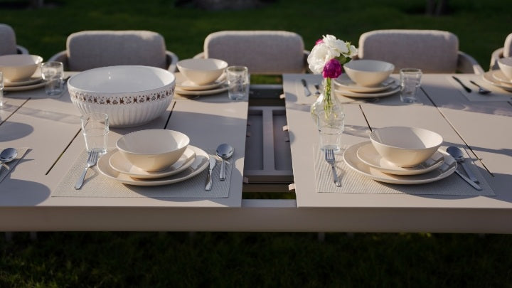 OUDENBURG BEIGE VERSATILE DINING TABLE SET L-230CM (EXPANDABLE TO 300 CM) - طقم طاولة طعام - بيج