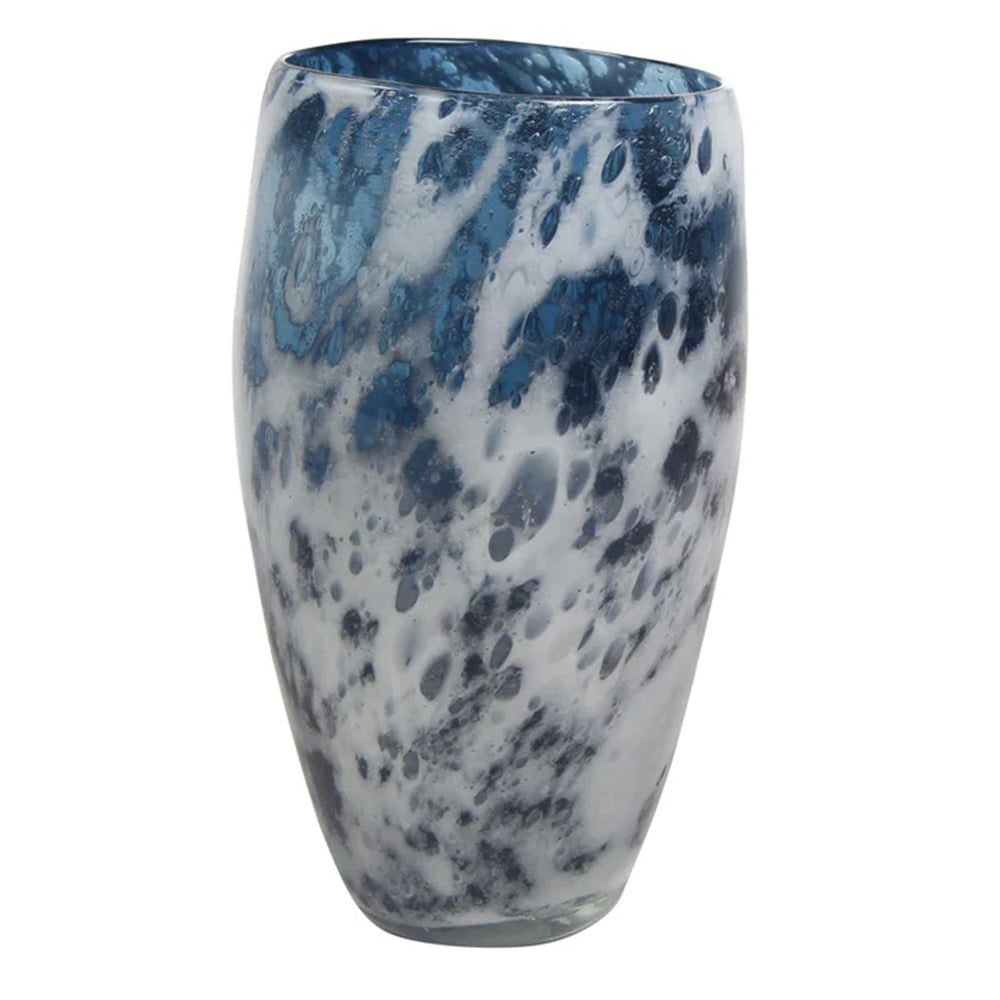 VELMO EGGSHAPE PETROL PLANTER H28CM - مزهرية زجاجية زرقاء
