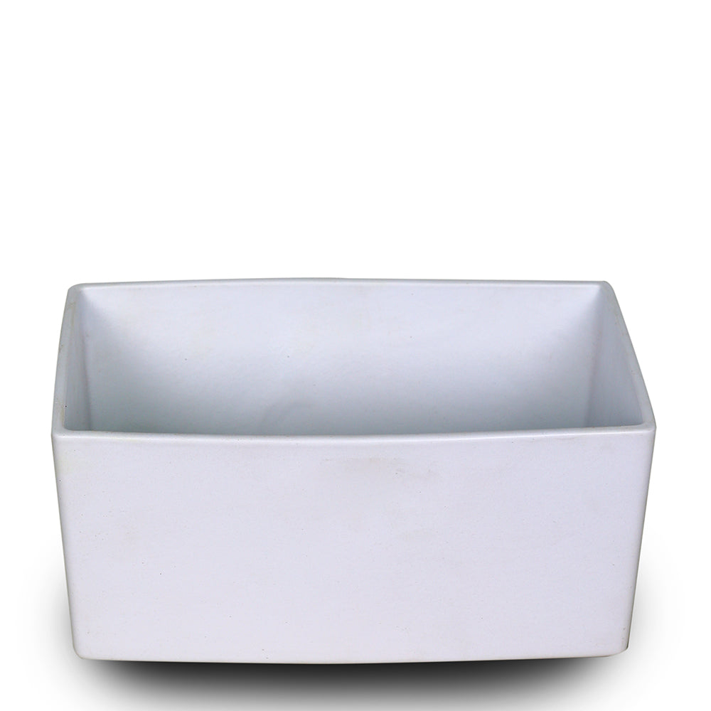 PHILADELPHIA RECTANGULAR WHITE POT L25CM - حوض فيلادلفيا