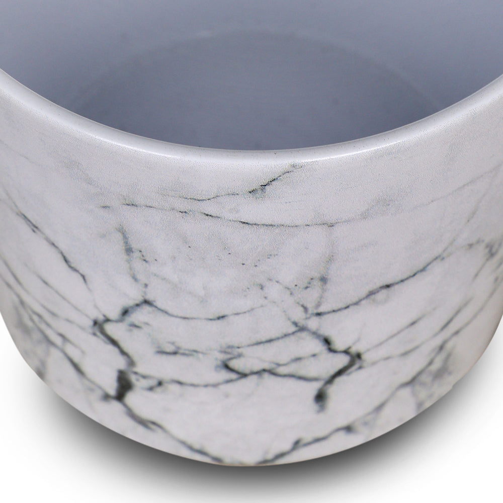 CHICAGO WHITE / BLACK MARBLE PLANTER D18cm - حوض شيكاغو