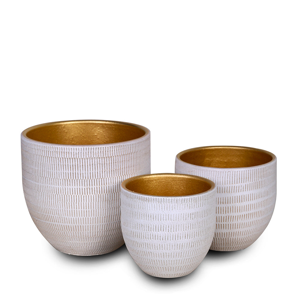 BINGEN GOLD-WHITE CERAMIC PLANTER D20CM