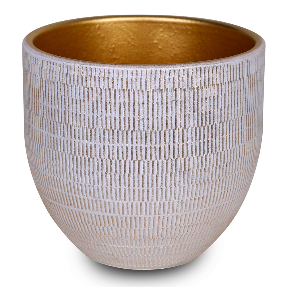 BINGEN GOLD-WHITE CERAMIC PLANTER D20CM