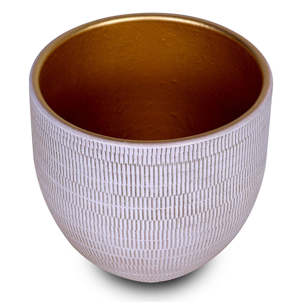 BINGEN GOLD-WHITE CERAMIC PLANTER D20CM