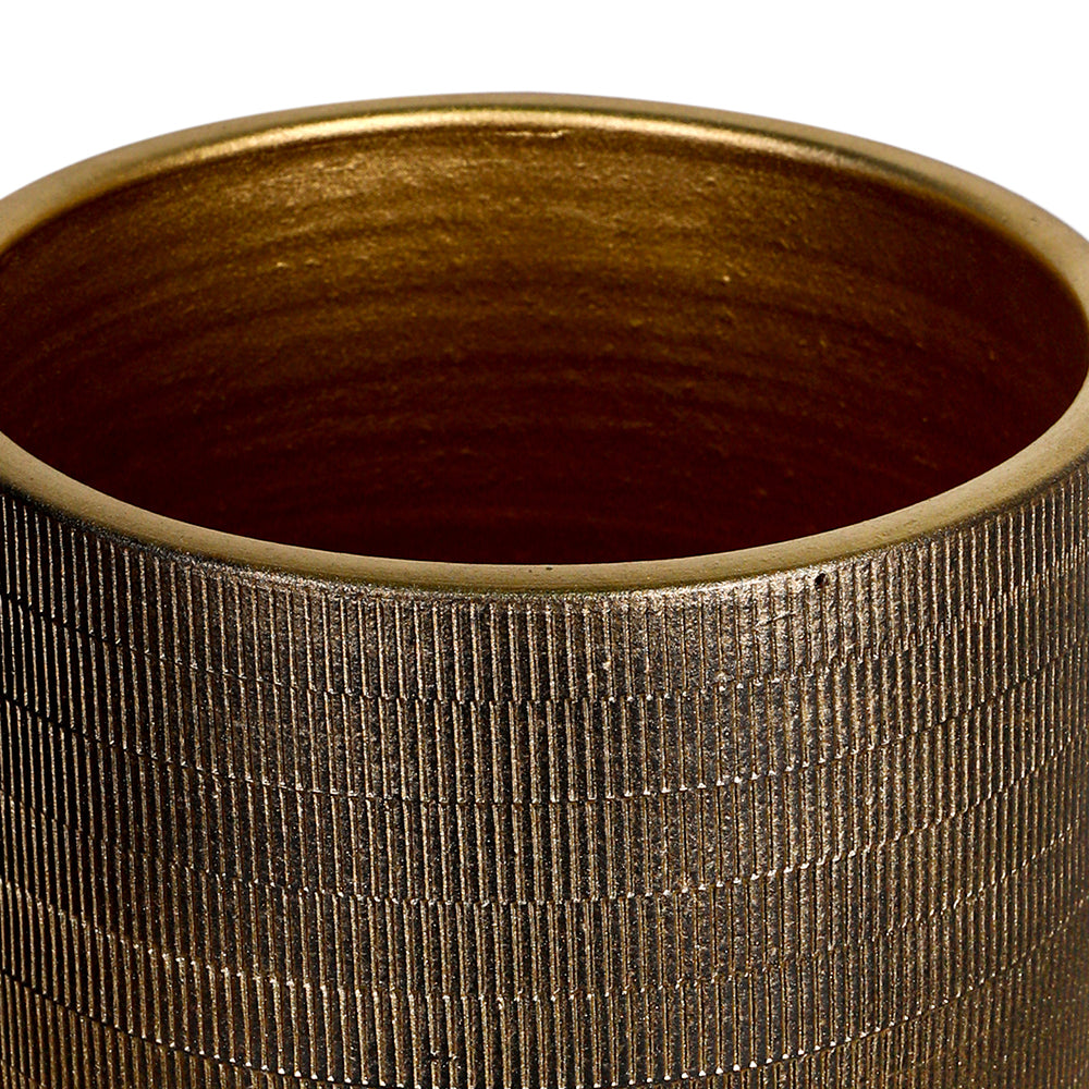 BOCHUM GOLD/BLACK CERAMIC POT H40CM - حوض بوخوم-سيراميك
