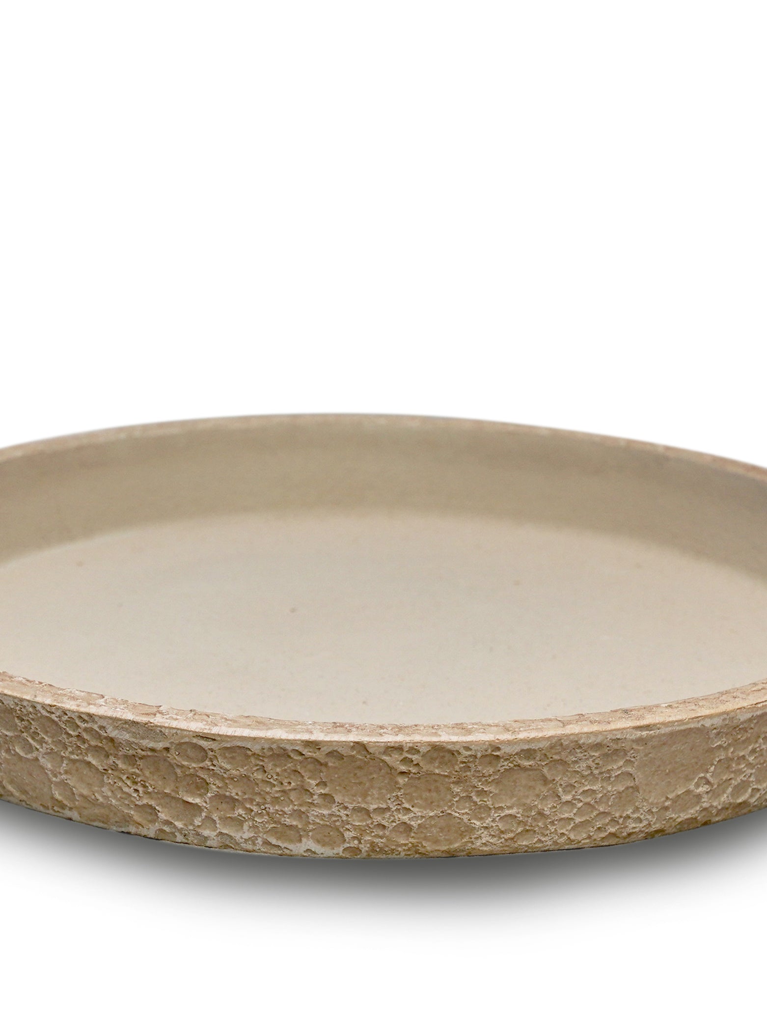 ROWENA CREAMY LATTE FIBER COMPOSITE PLANTER WITH SAUCER D35CM - حوض فايبرستون