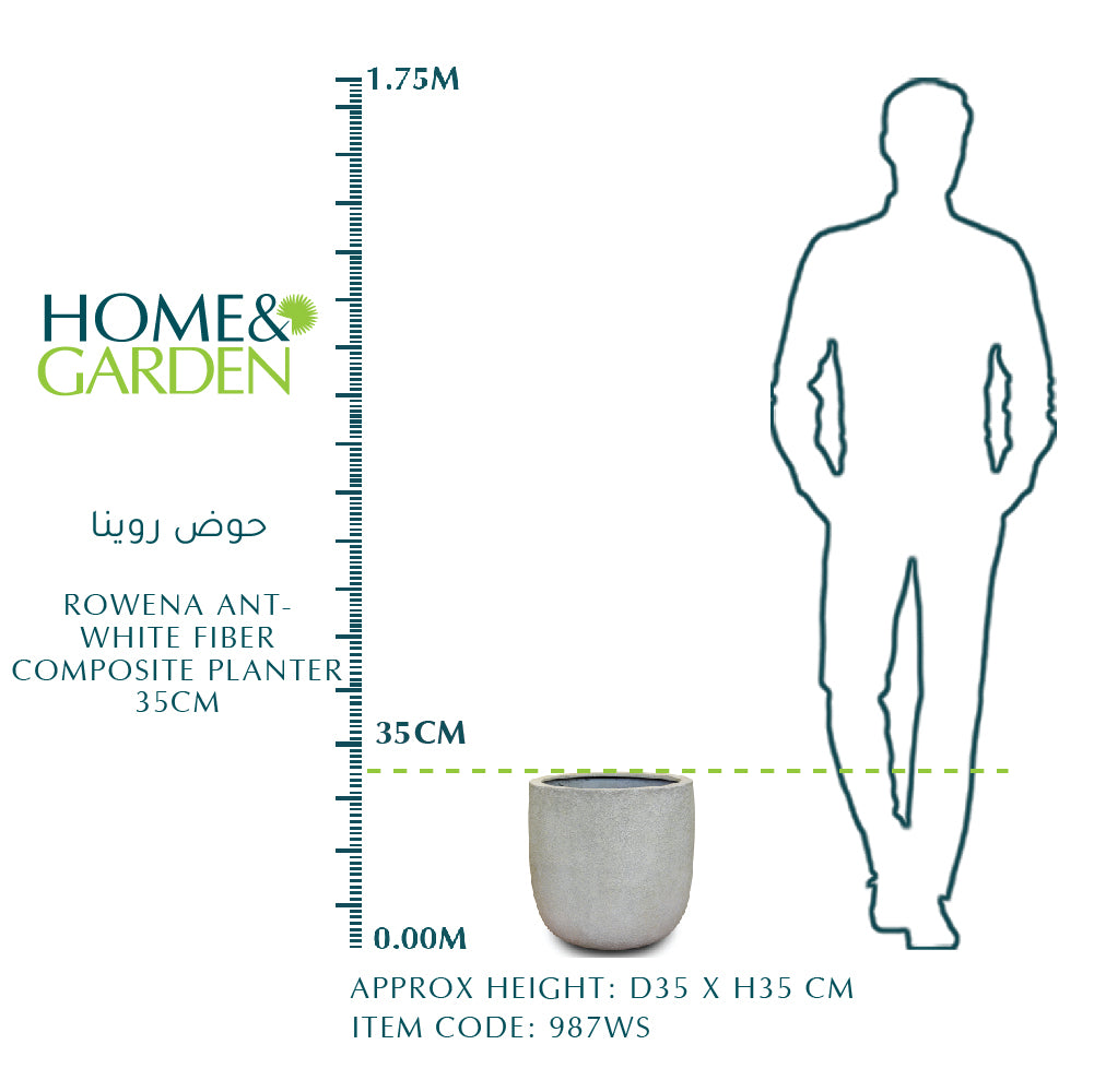 ROWENA ANT-WHITE FIBER COMPOSITE PLANTER 35CM - حوض روينا