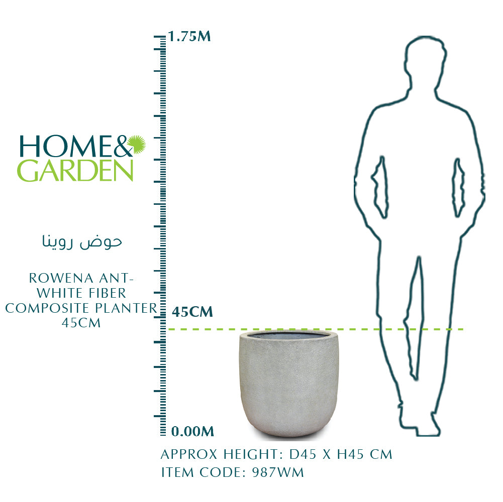 ROWENA ANT-WHITE FIBER COMPOSITE PLANTER 45CM - حوض روينا