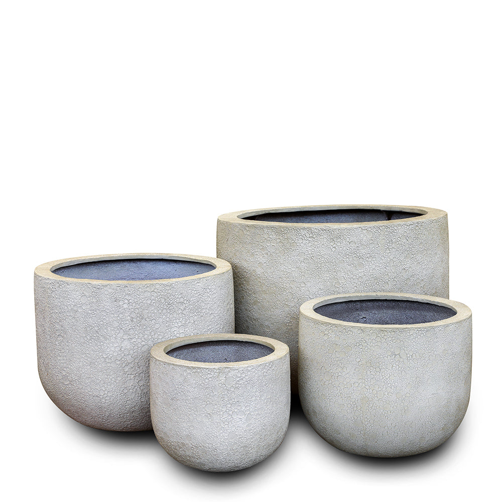 ROWENA ANT-WHITE FIBER COMPOSITE PLANTER D45CM - حوض روينا