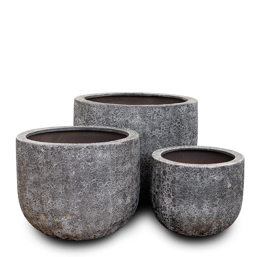 ROWENA DARK GREY FIBER COMPOSITE PLANTER D45CM - حوض روينا