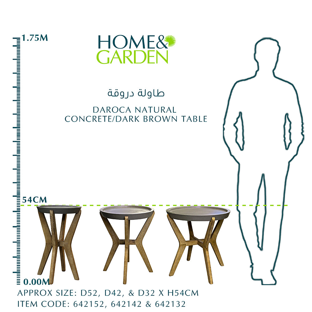 DAROCA NATURAL CONCRETE-DARK BROWN TABLE