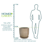 ROWENA CREAMY LATTE FIBER COMPOSITE PLANTER WITH SAUCER D55CM - حوض روينا