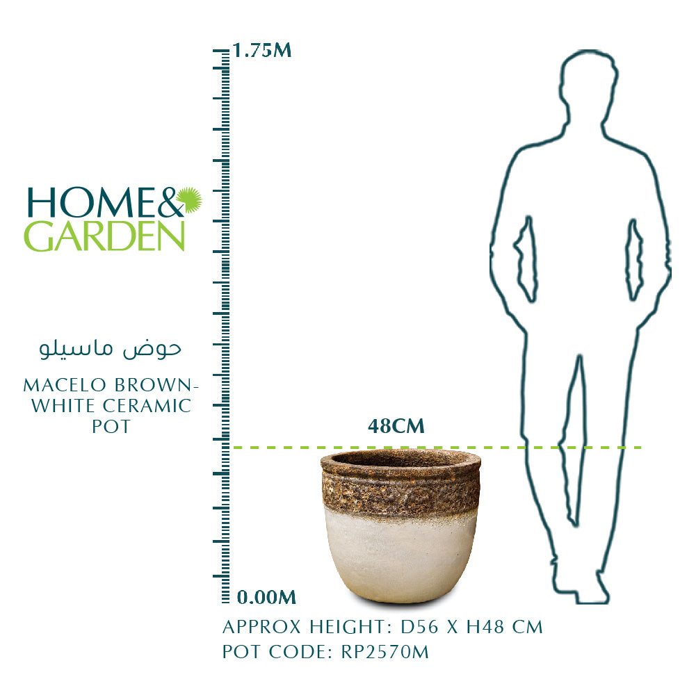 MACELO BROWN-WHITE CERAMIC POT - حوض ماسيلو