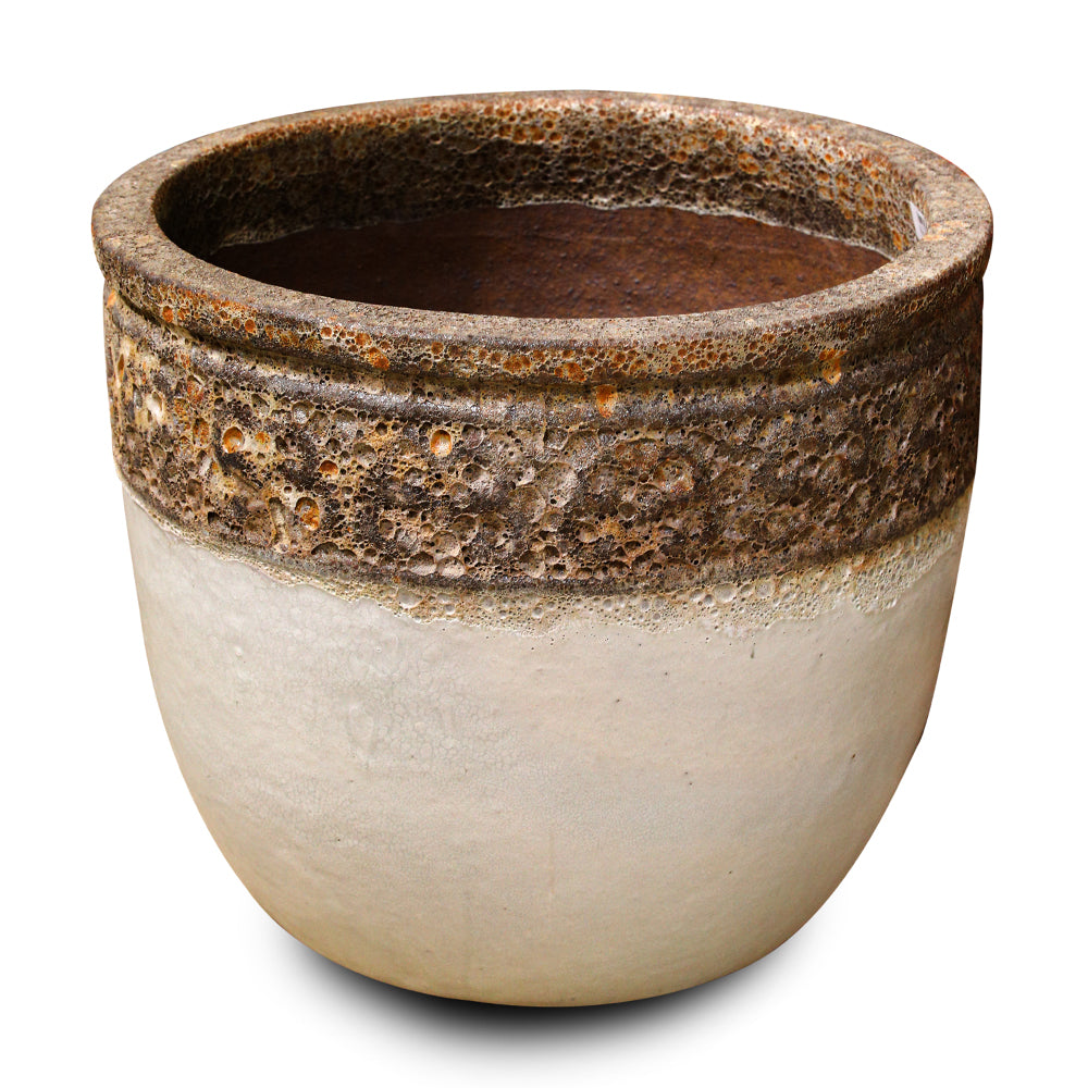 MACELO BROWN-WHITE CERAMIC POT - حوض ماسيلو
